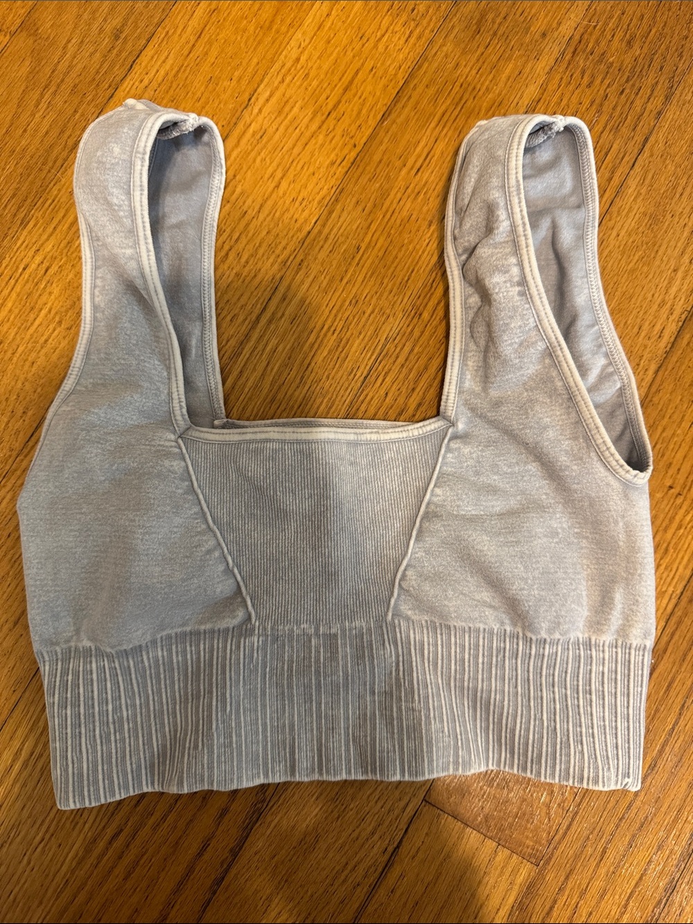 FP Movement by Free People Ribbed Square-Neck Bralette - Light Gray